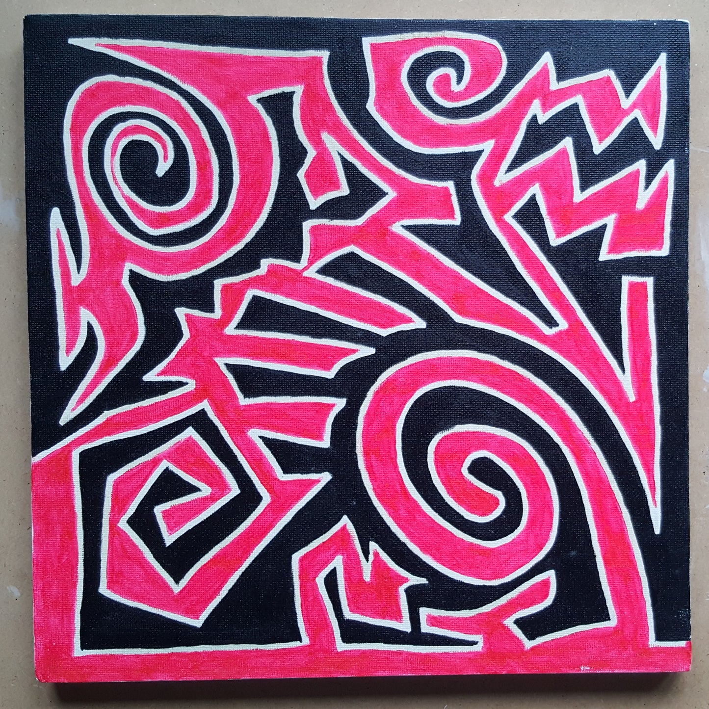 No.1 Red & Black Doodle - Original Painting!